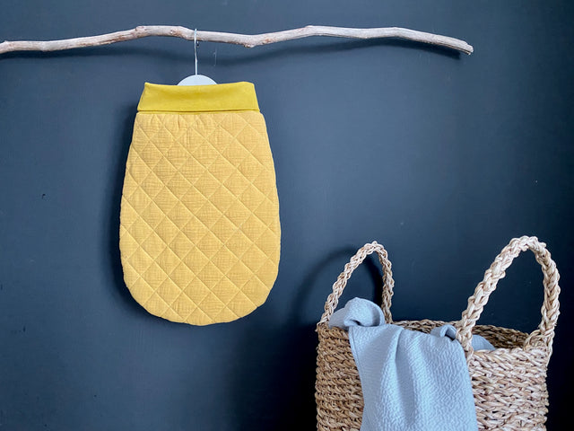Grenouillère printemps été mousseline matelassée jaune moutarde