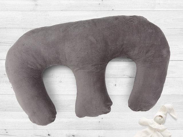 Nursing pillow for twins cord broad cord grey