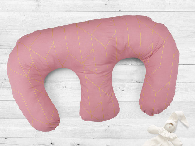Nursing pillow for twins muslin pink