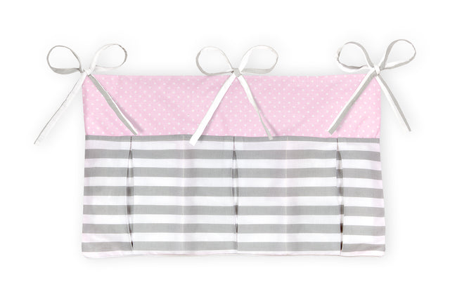 Sac de lit pois blancs sur rose rayures épaisses gris