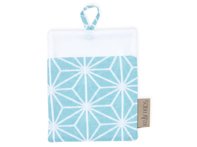 Washcloth White Diamante on Pastel Blue