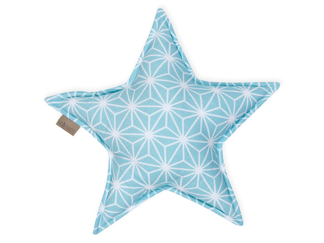 Star Pillow White Diamante on Pastel Blue