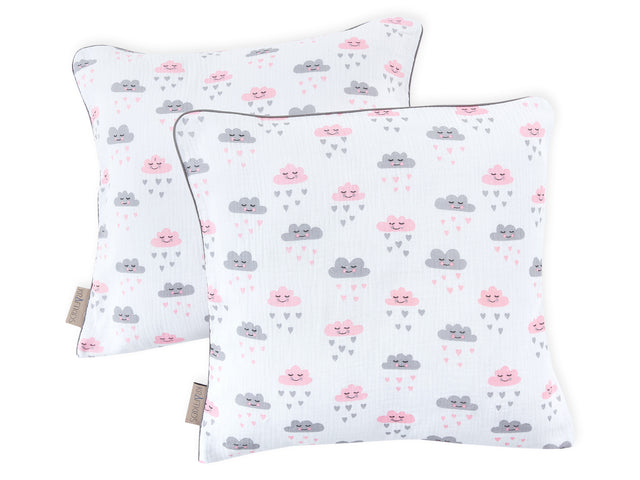 Cushion cover mustache on blue plain grey