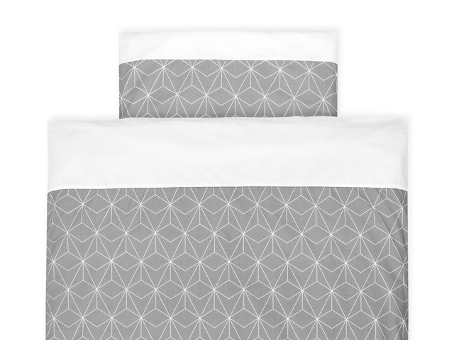 Parure de lit fine strass blanc sur gris