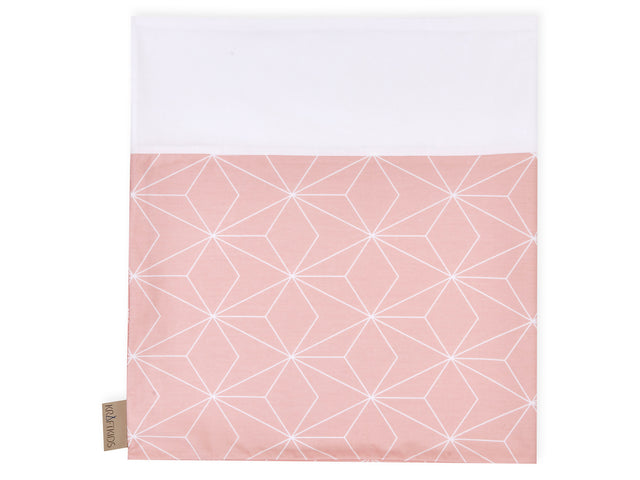 Tissu d'allaitement blanc losanges fins sur vieux rose