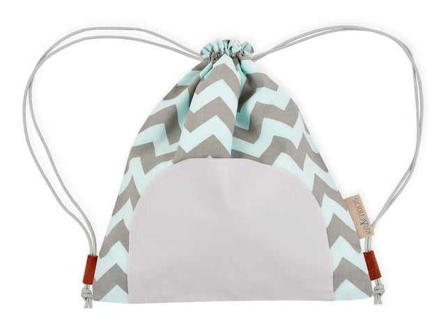 Gym bag Chevron light gray and mint