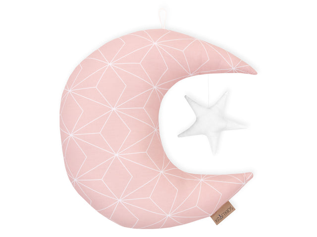Moon and star white thin diamonds on dusky pink