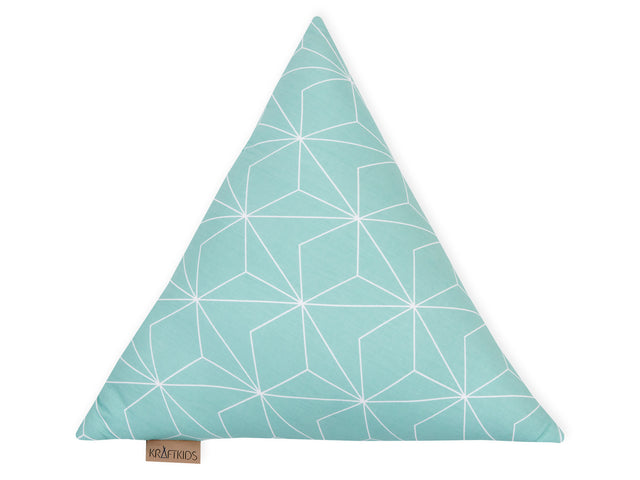Fabric triangle white thin diamonds on mint