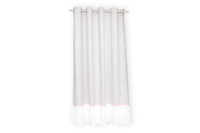 Curtains plain white checked grey