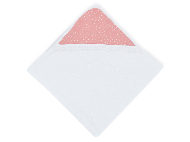 Hooded towel muslin pink dots
