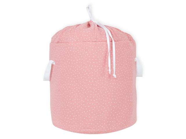 Toy basket muslin pink dots