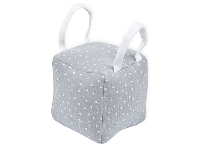 Cube d'activité motrice en mousseline à pois gris
