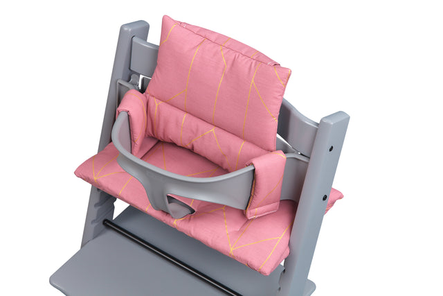 Cojín para trona Líneas doradas sobre rosa