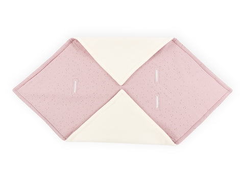 Couverture pour porte-bébé hiver mousseline pois dorés sur rose