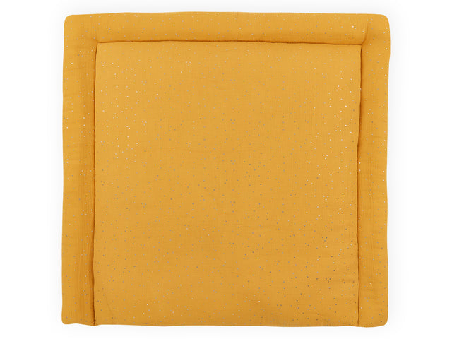 Wickelauflage Musselin goldene Punkte auf Gelb