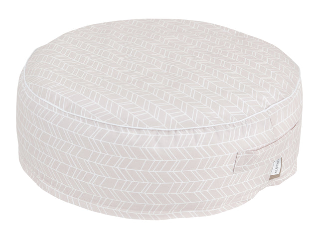 Pouf motif plume blanc sur rose