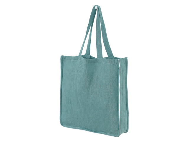 Cabas en mousseline bleu Nil