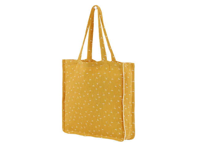 Tote bag muslin yellow dandelion