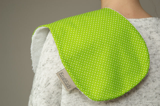 Burp cloth white dots on green