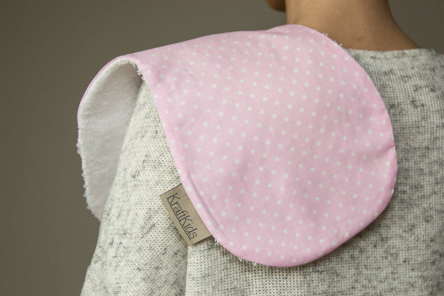 Burp cloth white dots on pink