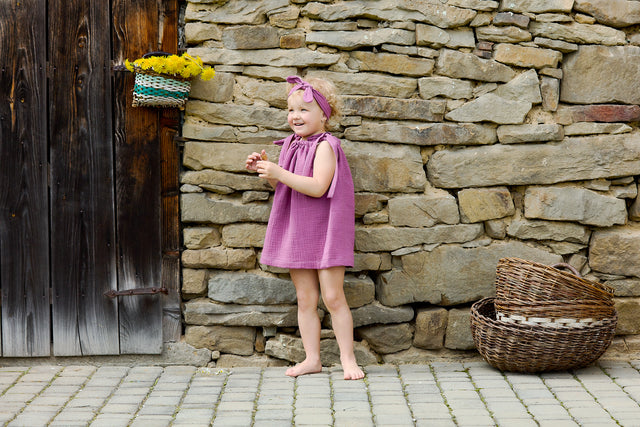 Girls purple muslin dress