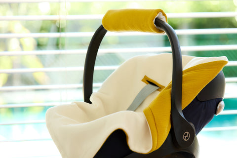 Couverture pour porte-bébé hiver double crêpe jaune moutarde