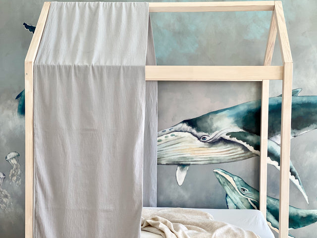 Dosel Cama Doble Crepe Gris