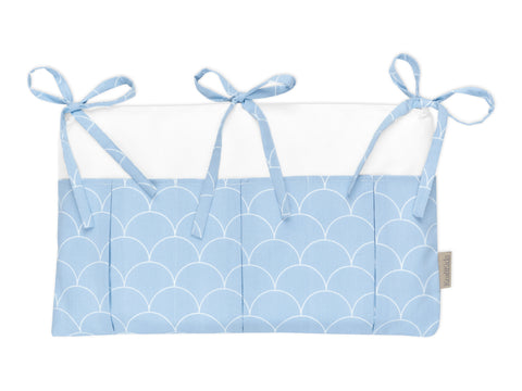 Betttasche weiße Halbkreise auf Pastelblau