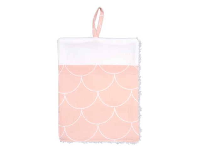 Washcloth white half circles on pastel pink