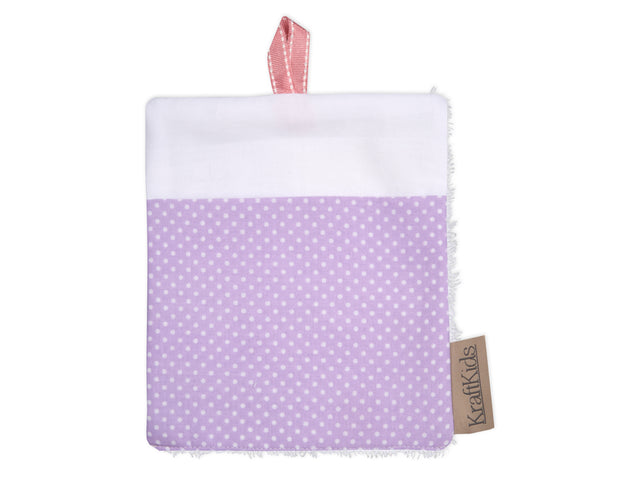 Washcloth white dots on purple