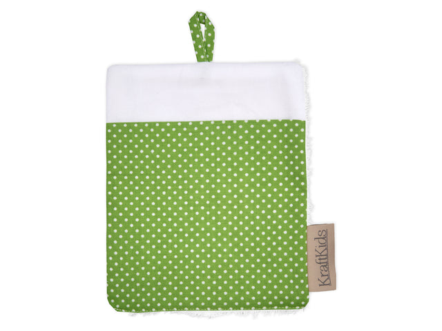 Washcloth white dots on green