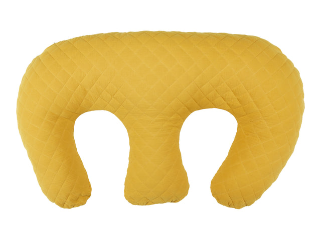 Coussin d'allaitement pour jumeaux mousseline matelassée jaune moutarde
