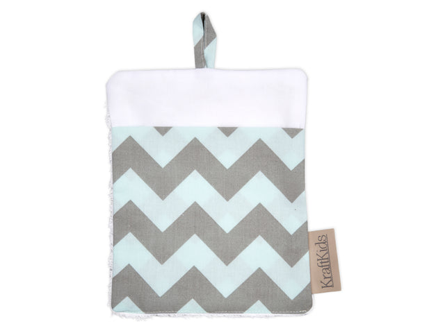 Franela Chevron gris claro y menta