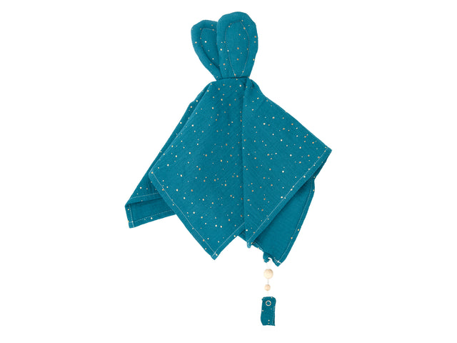 Comforter muslin golden dots on teal