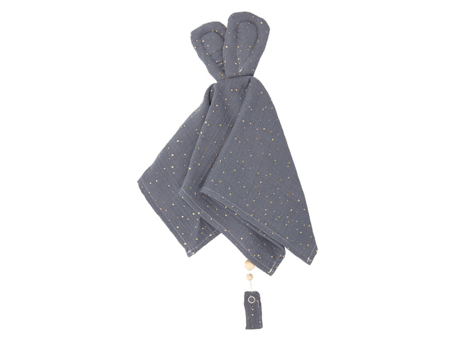 Comforter muslin gold dots on gray