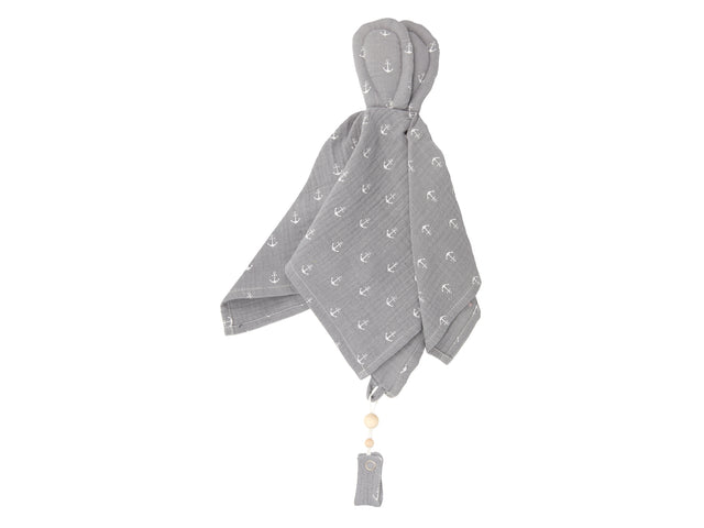 Doudou mousseline ancre grise