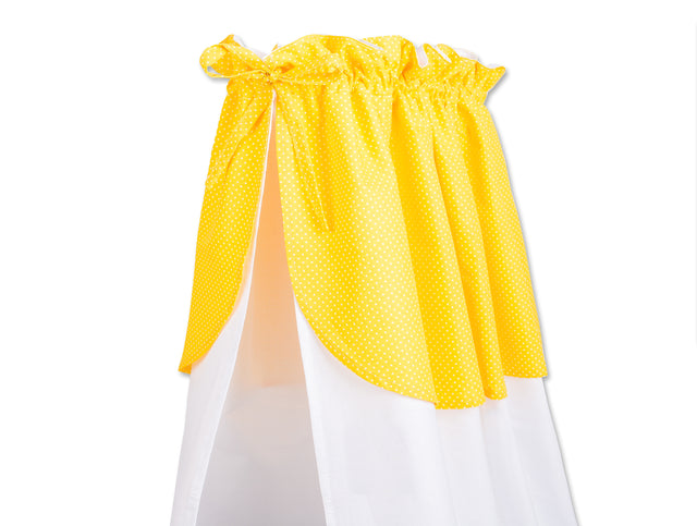 Bed canopy white dots on yellow