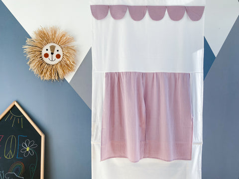 Puppet theater Punch and Judy show double crepe pink including telescopic rod