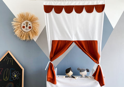 Puppet theater Punch and Judy show double crepe red autumn red including telescopic rod