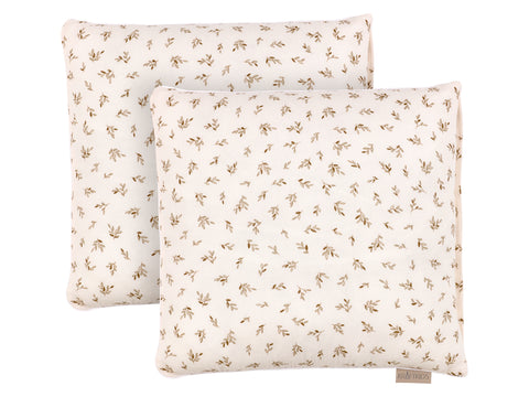 Housse de coussin branches de mousseline marron