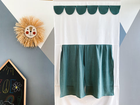 Puppet theater Punch and Judy show muslin Nile blue including telescopic rod