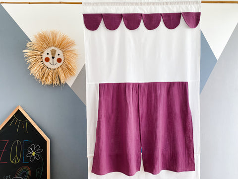 Puppet theater Punch and Judy show muslin purple including telescopic rod
