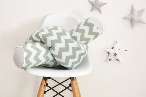 Changing table roll plain gray chevron light gray and mint