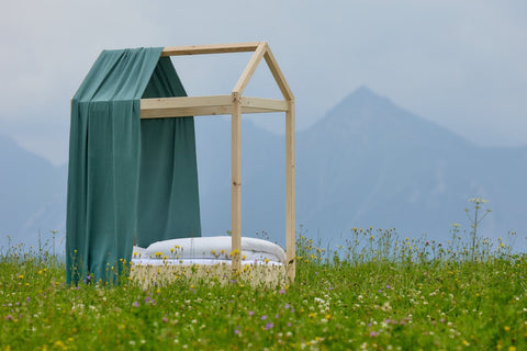 Bettbaldachin Musselin nilblau, Produktansicht