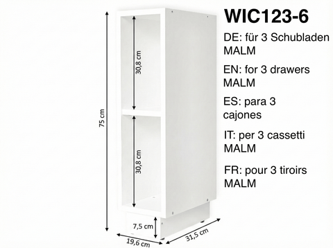 Stauraumregal für Wickeltisch weiß passend für 3er oder 4er Schubladen MALM Kommode