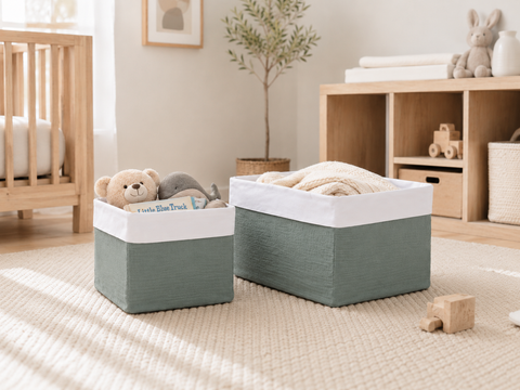 Muslin basket Nile blue