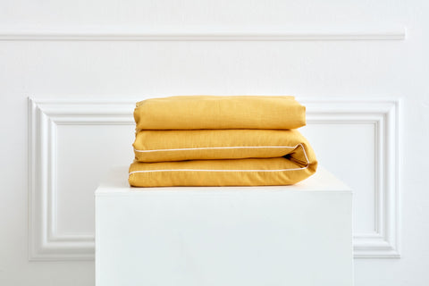 Bedding set linen yellow mustard yellow