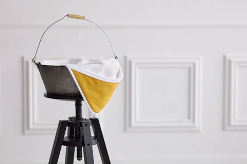 Hooded towel linen yellow mustard yellow