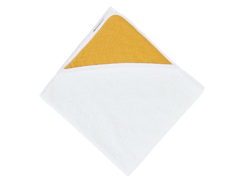 Hooded towel linen yellow mustard yellow