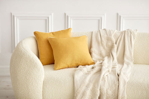 Cushion cover linen yellow mustard yellow